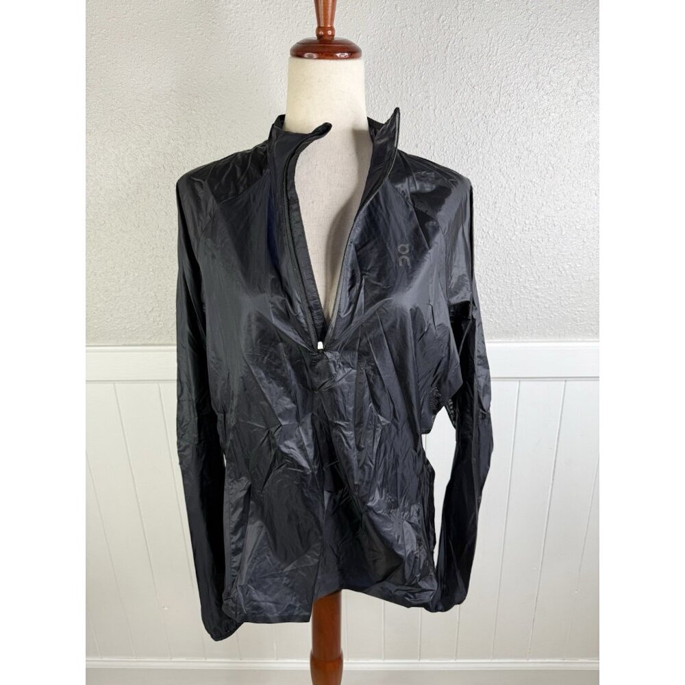 On Cloud Zero Jacket Womens Large Black Ultra Lightweight Packable Running